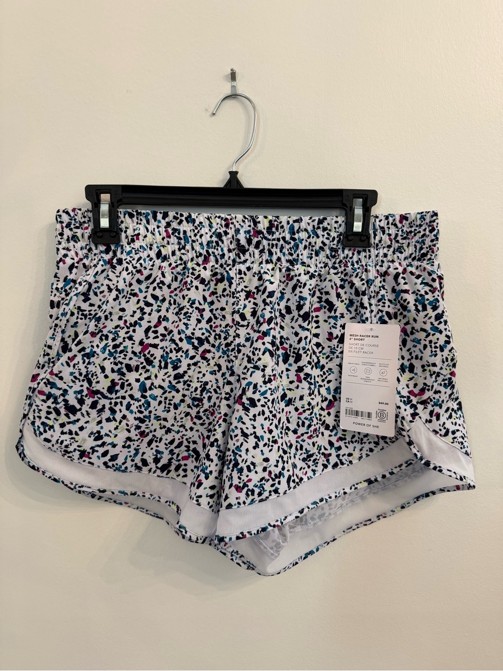 Athleta White Multicolor Dotted Print Athletic Shorts NWT
